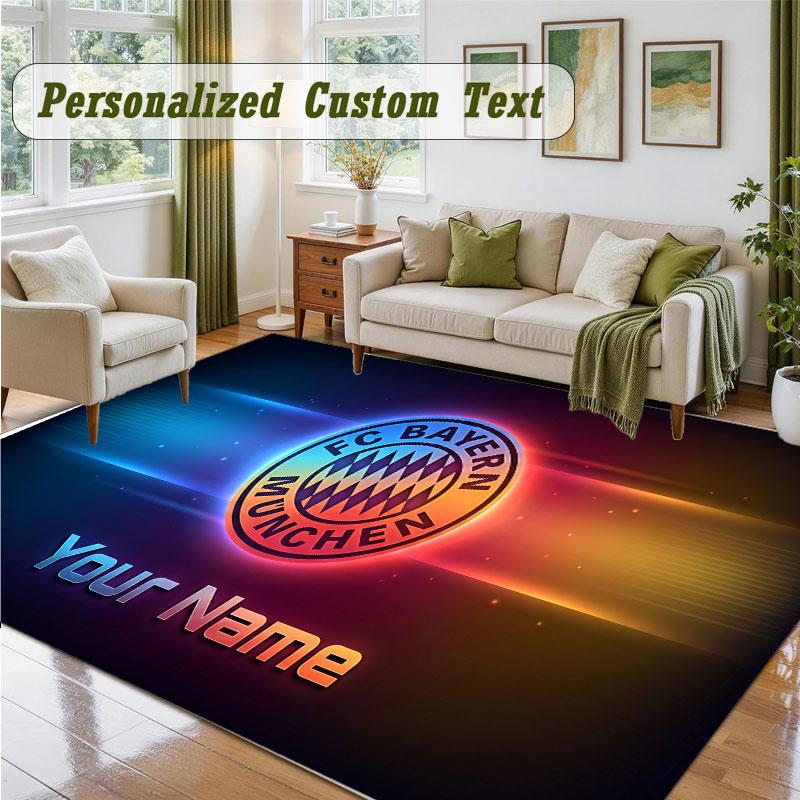 Crystal Velvet Square Rug Custom NameBayern Munich Pattern Non Slip Home Floor Decor Rug