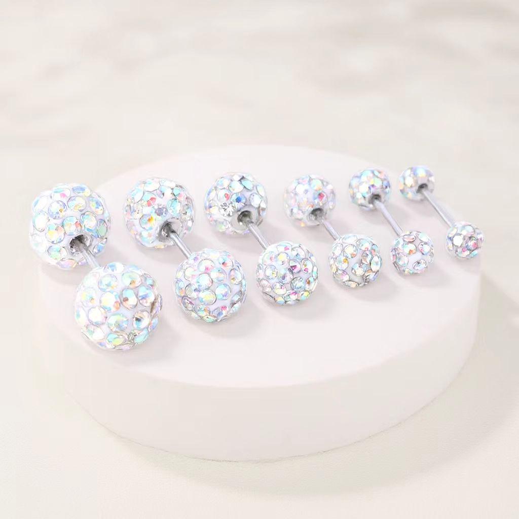 Double-Headed Flash Diamond Titanium Steel Cartilage Ear Studs