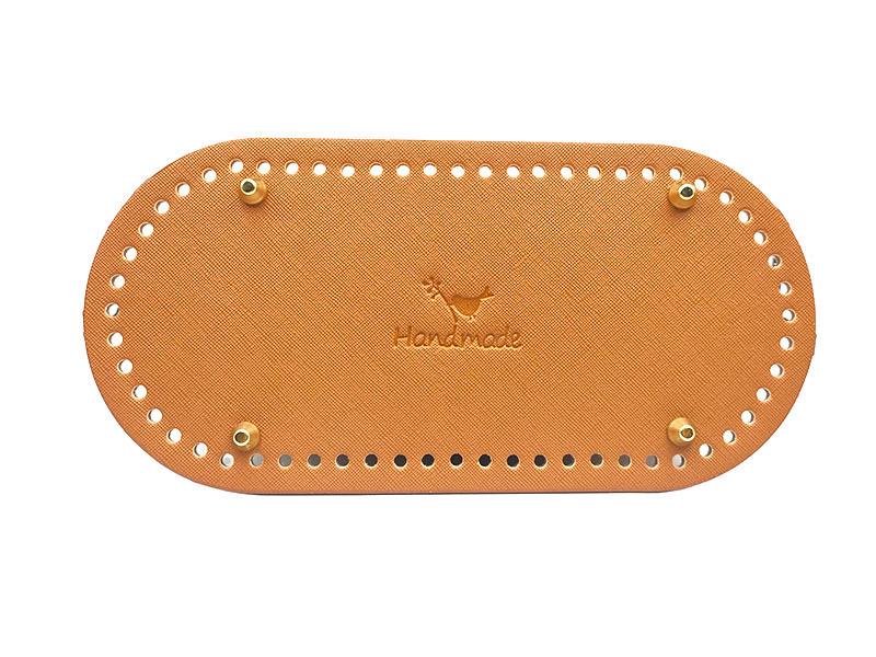 Handmade Leather Crochet Bag Base with Oval Logo - Quality DIY Accessory