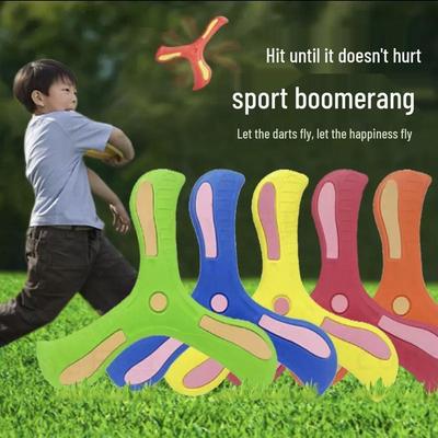 Disco Voador Macio Boomerang: Brinquedo Interativo de Borracha para Crianças - Design de Trevo