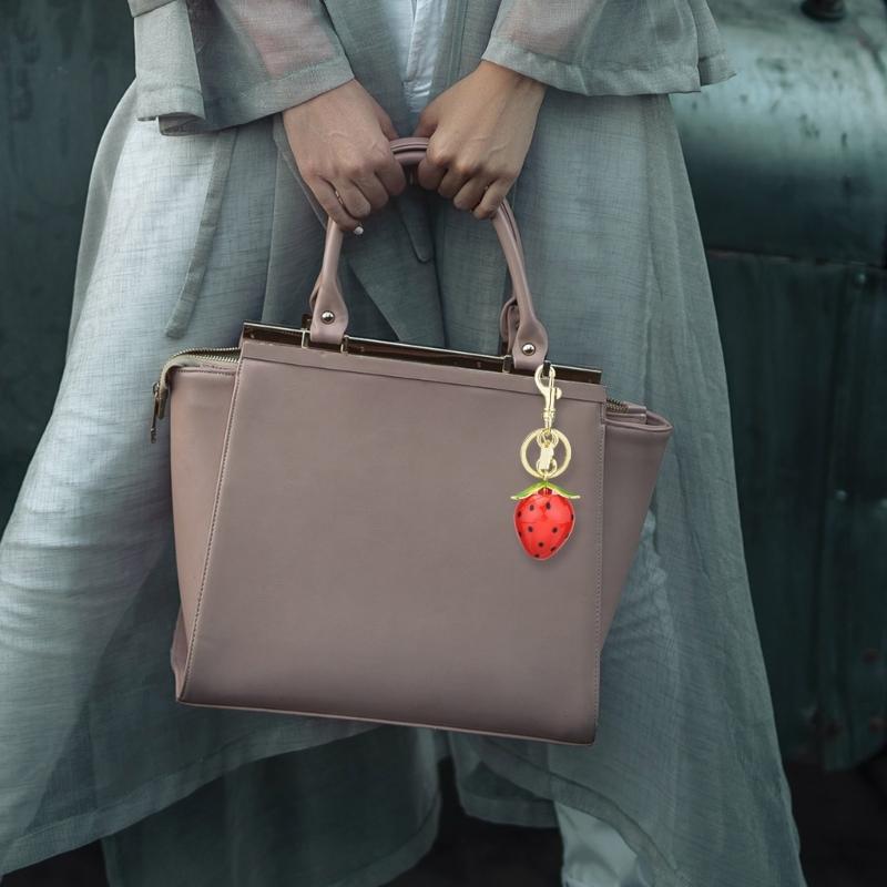 Stylish Strawberry Key Holder Portable and Eye Catching Accessory Fashion Backpack Ornament Suitable for Daily Use