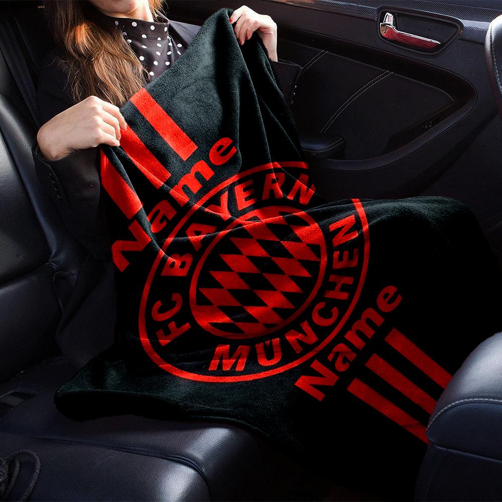 Couverture imprimée Thème FC Bayern München avec Nom Personnalisable - Parfaite pour le Canapé, le Lit, les Voyages et l'Extérieur | Lavable en Machine, Confortable & Durable.