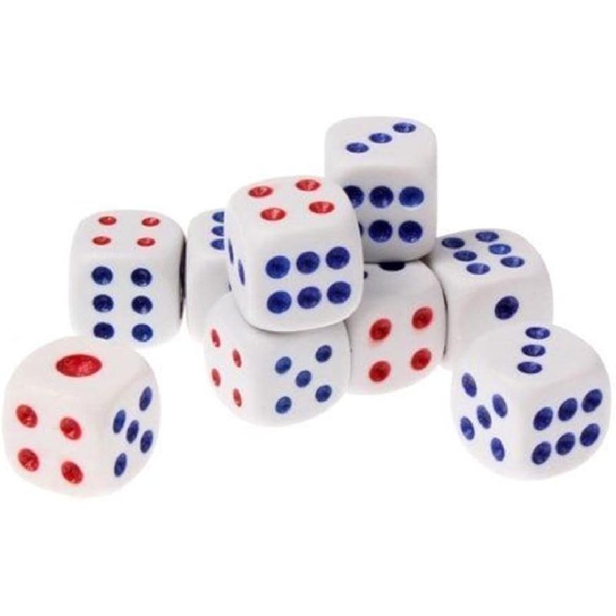 15mm White Common Plastic Dice Six Sided Spot Dice 10Pcs