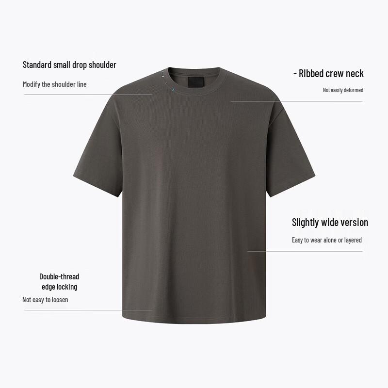 CHINISM Men s Contrast Stitch Heavy Cotton T-Shirt M темно серый