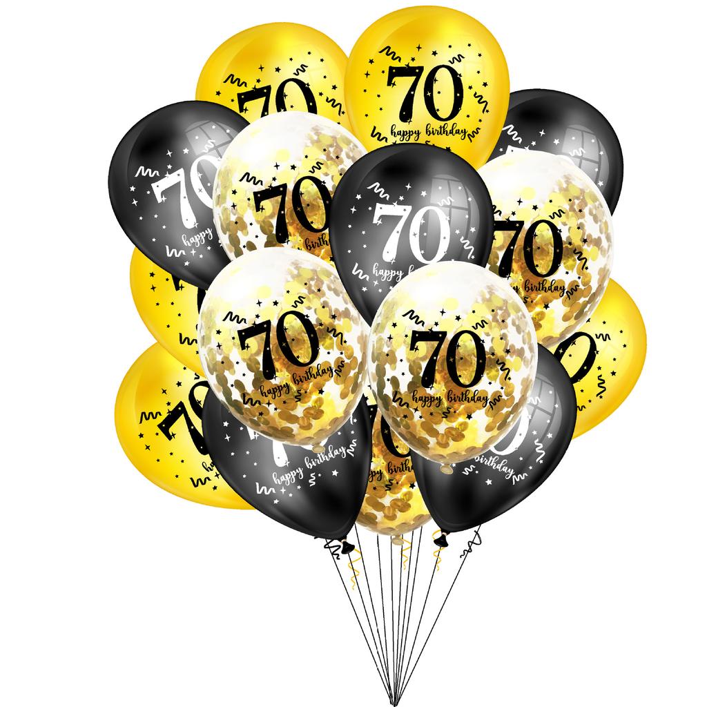 15PCS 30 40 50 60th 70 80 Year Old Latex Balloon Confetti Balloon Set  Combination Adult Birthday Party Decorations