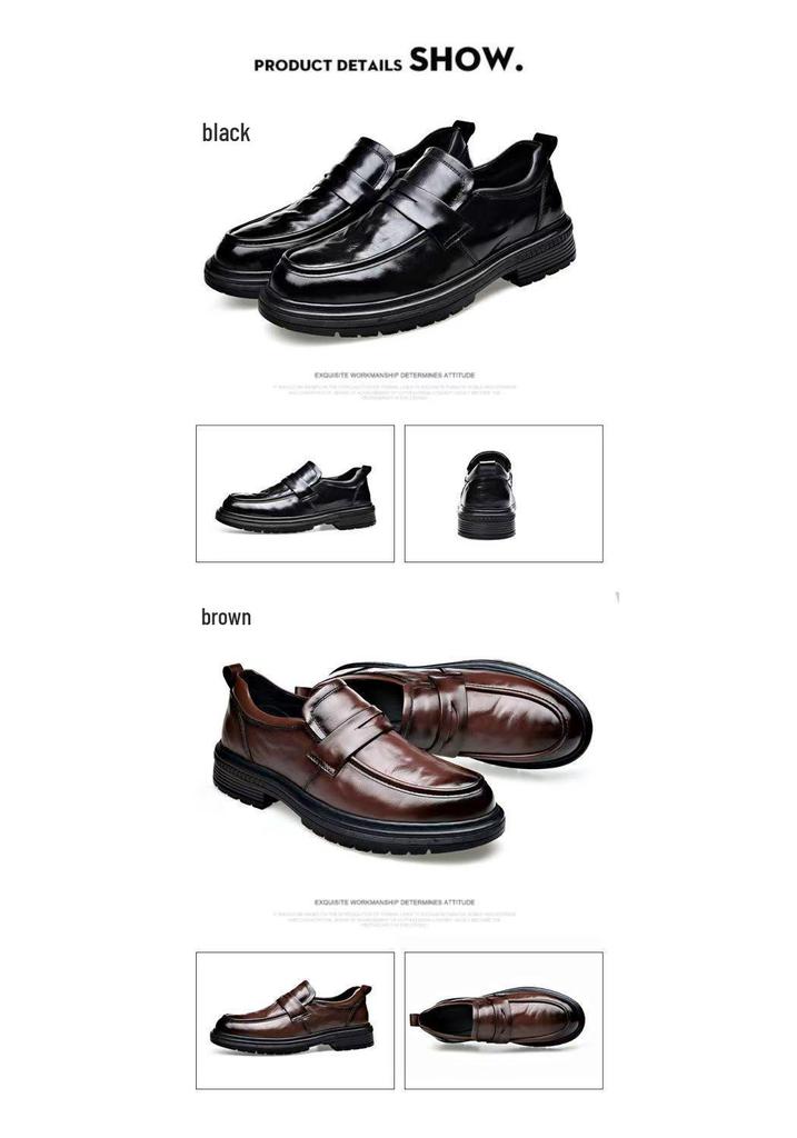 Men's Versatile Waterproof Leather Slip-on Driving Shoes - Fashionable, Stain-Resistant Business Casual Footwear