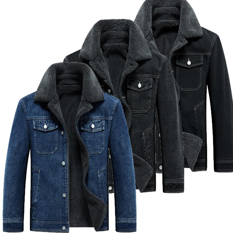 Giacca di Jeans Invernale Cappotto Caldo Pile Spesso Jeans Cappotto Uomo Giacca a Vento Pile Spesso Caldo Giacca Uomo Multi-tasche Cappotto di Cowboy