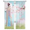 Woman Hanfu Flute Flowers Modern Printed Tulle Curtains for Bedroom Balcony Window Decor Creative Fashion Home Sheer Curtain