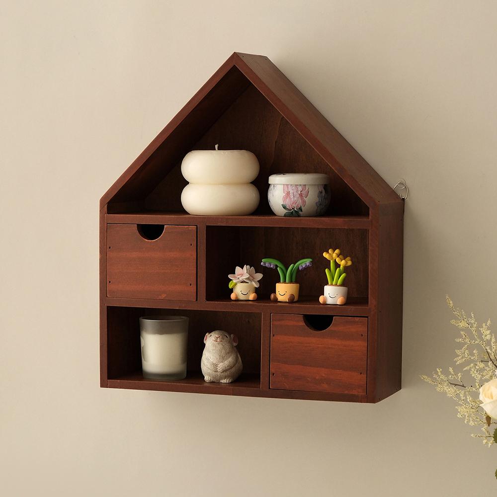 Nordic Wooden Wall Hanging Storage Box with Hooks Entrance Hallway Keys Holder Rack Sundries Organizer Cabinet Home Decor
