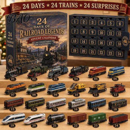 Christmas Stocking Stuffer 2026 Transportation Advent Calendar, 24-Day Acrylic Ornament Set with Vehicle Kids Gift Figures, Tree Hanging Decor,