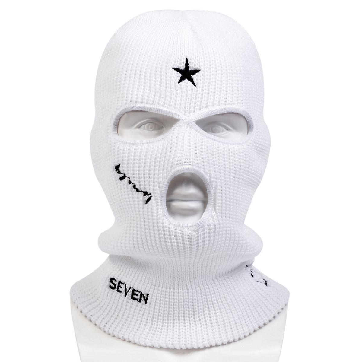 

Осенне-зимняя шапка-балаклава с вышитыми буквами, модная ветрозащитная и морозостойкая шапка-пуловер, спортивная кепка для катания на лыжах, теплые шапки-бини белый