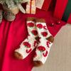 Coral fleece socks women's autumn and winter plush warm tube socks cartoon cute Christmas socks furry sleep socks women