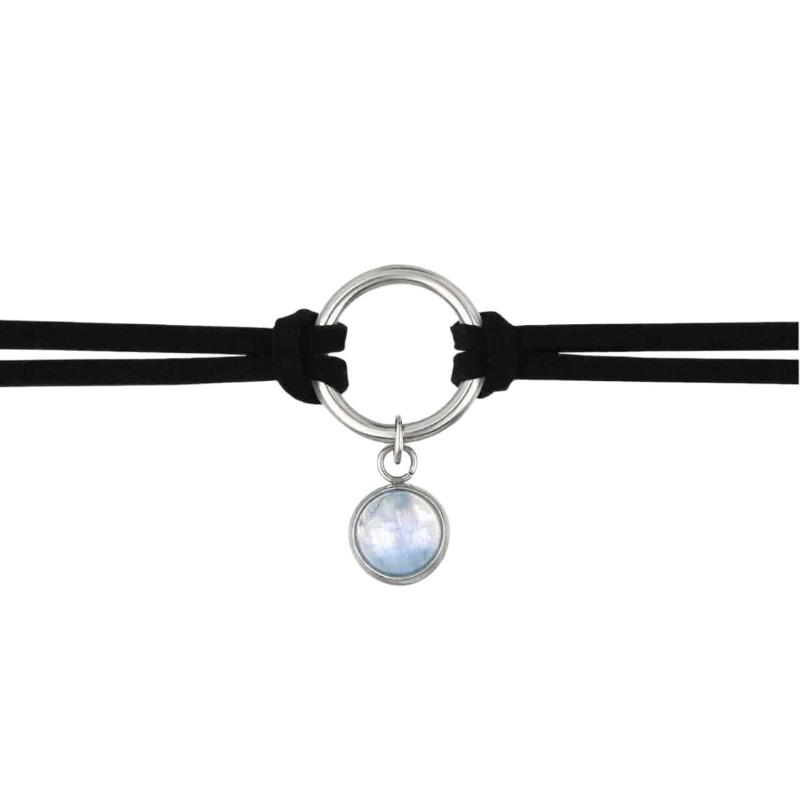 Retro Charm Moonstone Pendant Adjustable Black Velvet Choker Necklace for Women Astronomical Fantastic Aesthetics Jewelry Gifts
