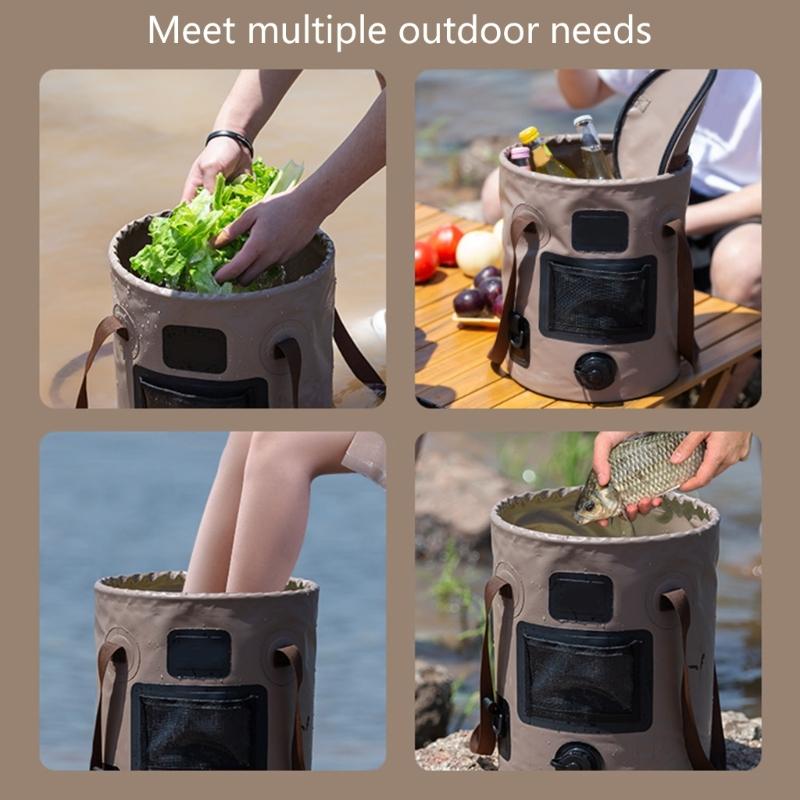 Tragbarer faltbarer Fischereieimer 25L Fassungsvermögen Handeimer Outdoor-Reise Wasseraufbewahrungsbeutel für Outdoor-Aktivitäten