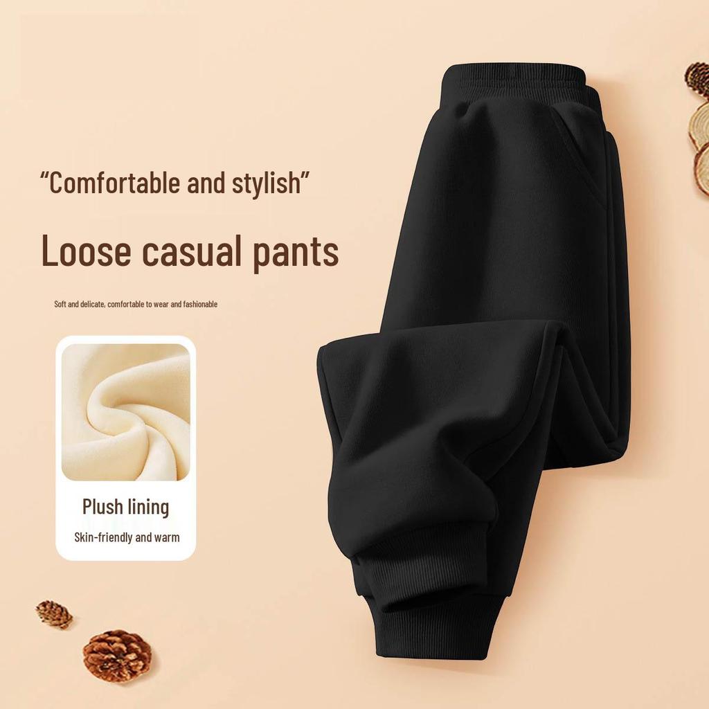 Girls' Fleece-Lined Winter Pants - Warm, Casual Ankle-Cuff Trousers for Autumn and Winter