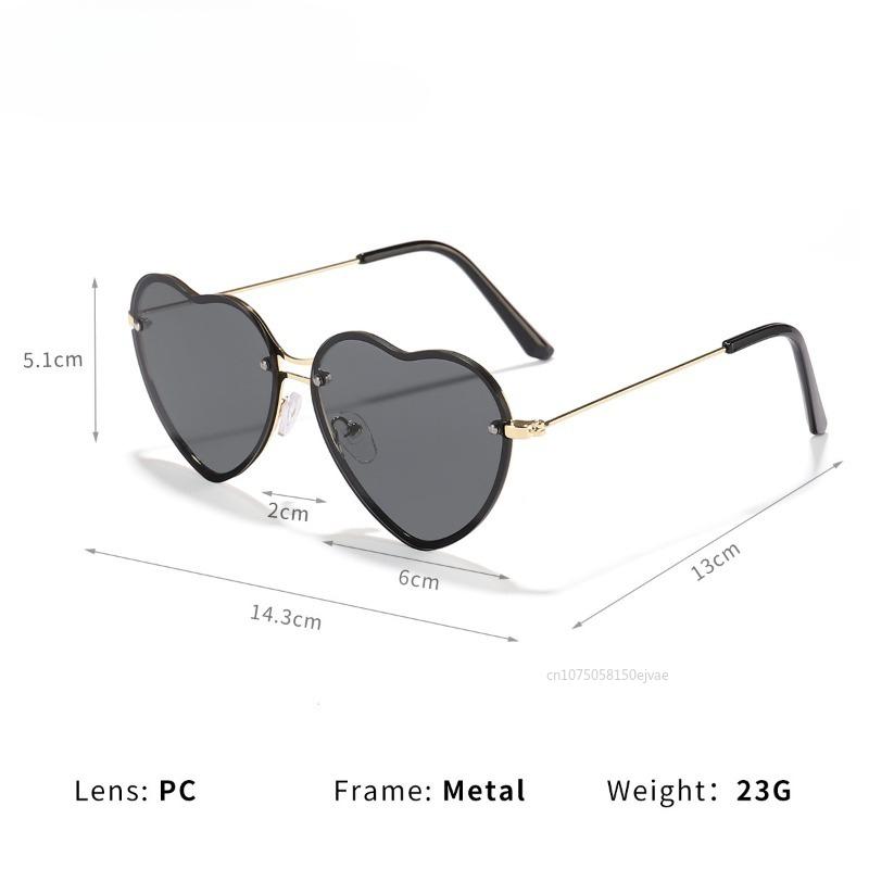 New Anti-ultraviolet Love Sunglasses Heart Shaped Sunglasses Metal Women Fashion Rimless Clear Ocean Lenses Sun Glasses UV400