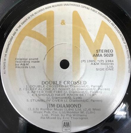 

LP Record JIM DIAMOND Double Crossed AMA5029 AM Records 1985 Ireland Rock Used