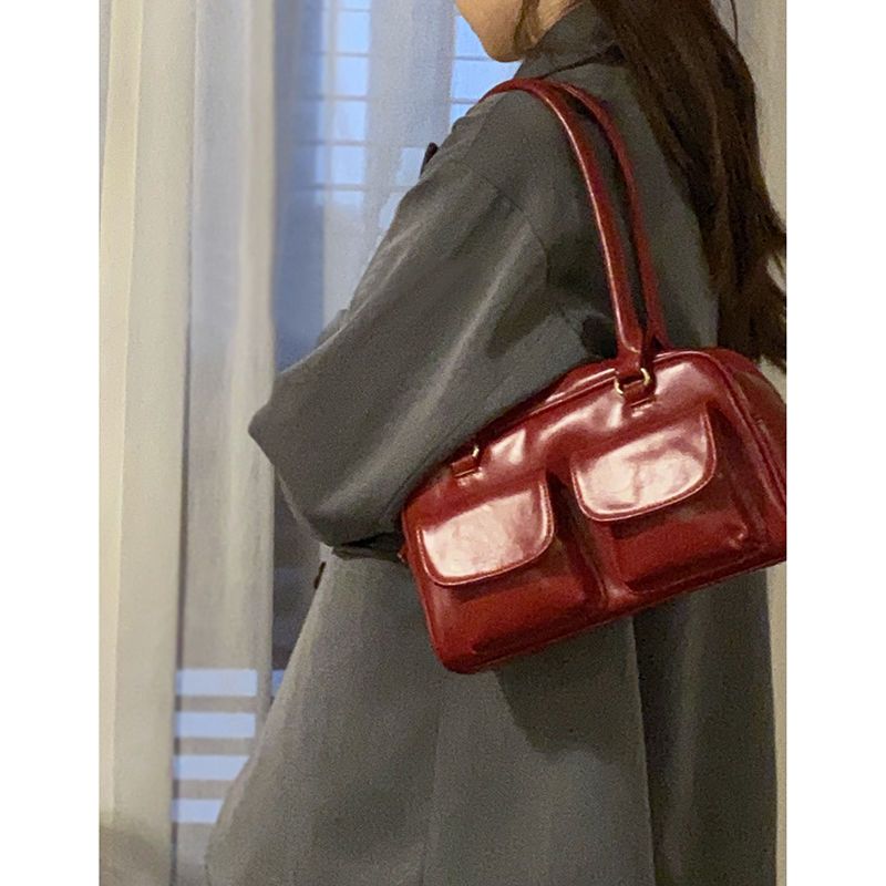 Large Capacity Double Pocket Women's Bag Shoulder Bag Tote Niche Design Premium Sense Casual High Quality