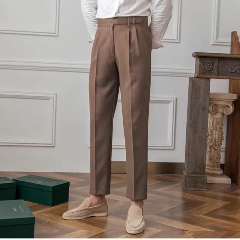 Pantalons Décontractés Style Coréen Printemps et Automne pour Homme, Commuting, Anti-Plis, Rétro, Tendance, Polyvalents, Longs 38 marron