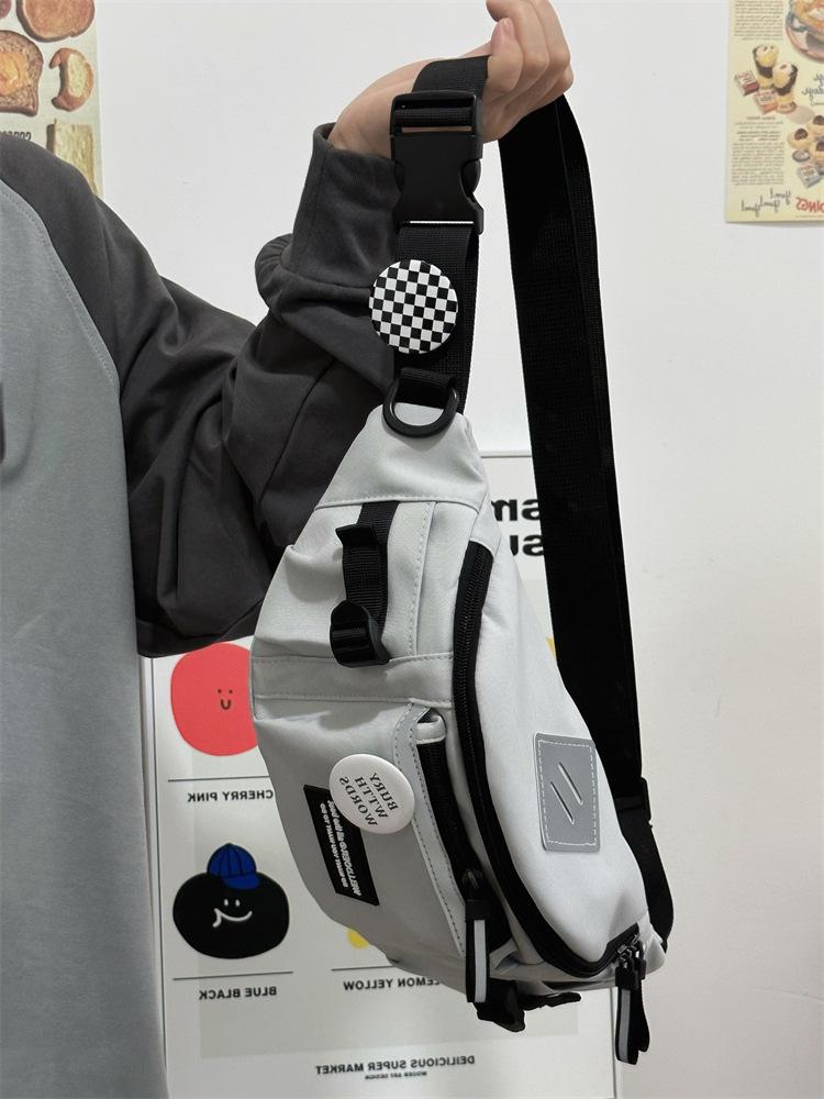 Bolsa Transversal Masculina Estilo Harajuku - Bolsa de Cintura Versátil para Ciclismo e Esportiva