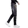 Elastic ripped jeans men's summer thin new slim-fitting small feet trendy brand casual men's long pants