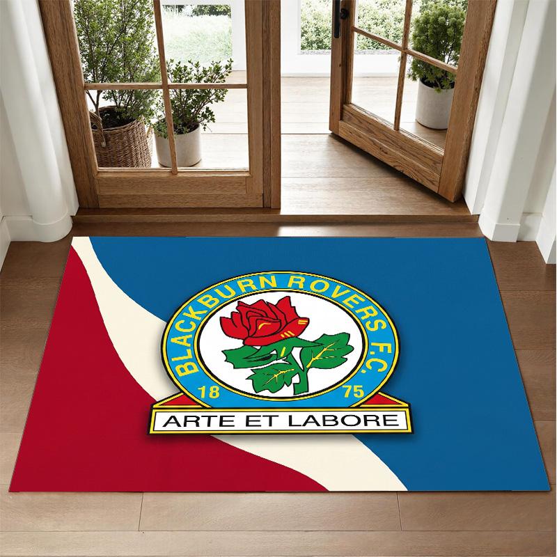 Blackburn Rovers Football Design Crystal Velvet Rug Soft Decorative Mat for Bedroom Entrance