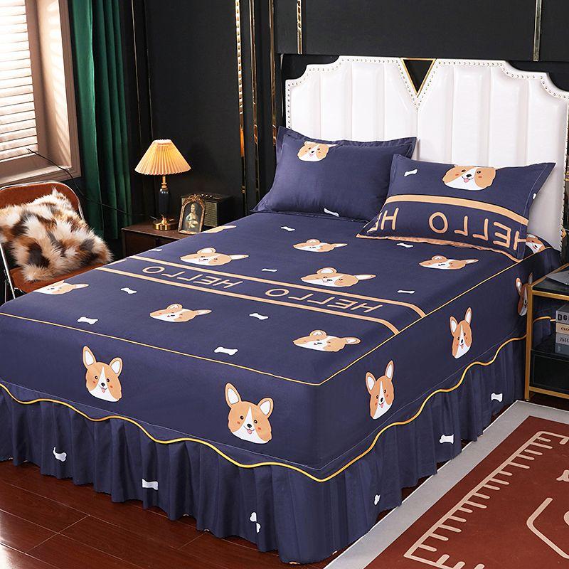 3Pcs Bed Sheet Lace Skirt Elastic Fitted Double Bedspread With Pillowcases Mattress Cover Bedding Set Elastic Bedsheet Set