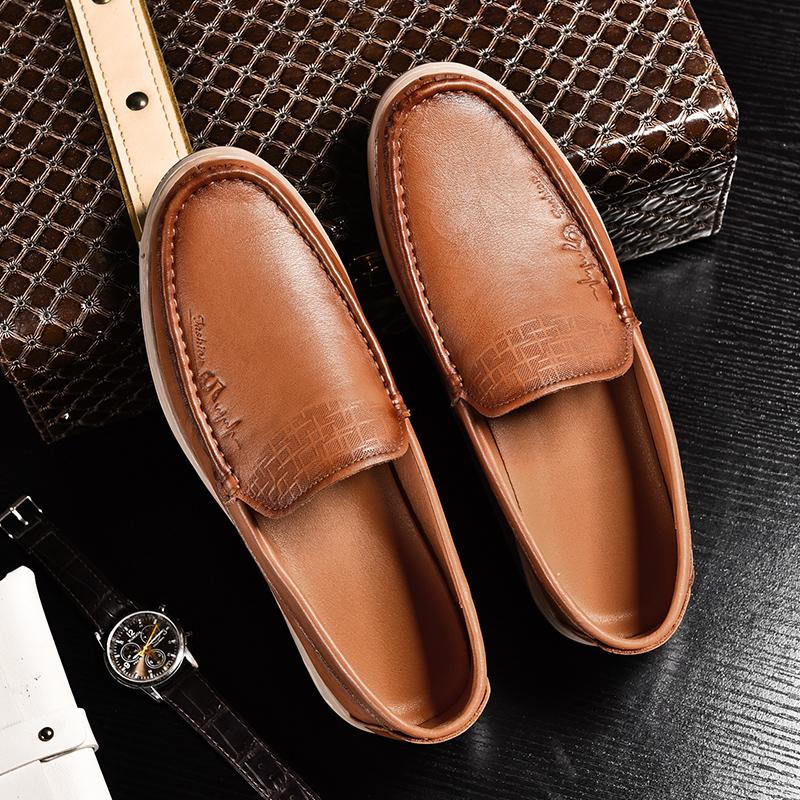 Fashion Genuine Leather Men Loafers New Summer Man Casual Shoes Soft Soled Slip on Flats Outdoor Walking Shoe Fashion Business Moccasins