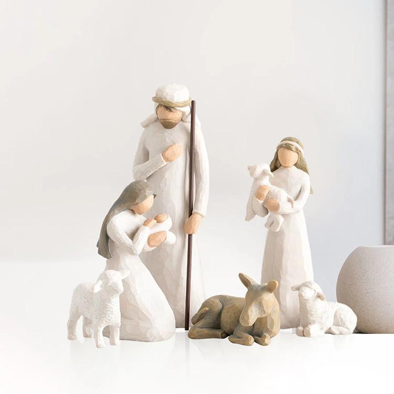Toy Model Shepherdess Resin Christmas Scene Gift Set Angel Seasonal Gift Giving