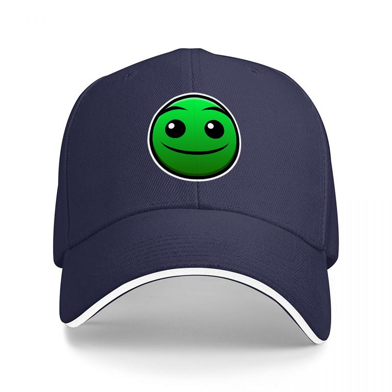 Green Smiley Face Baseball Cap Classic Black Hat with Fun Emoji Design for Casual Wear and Everyday Style
