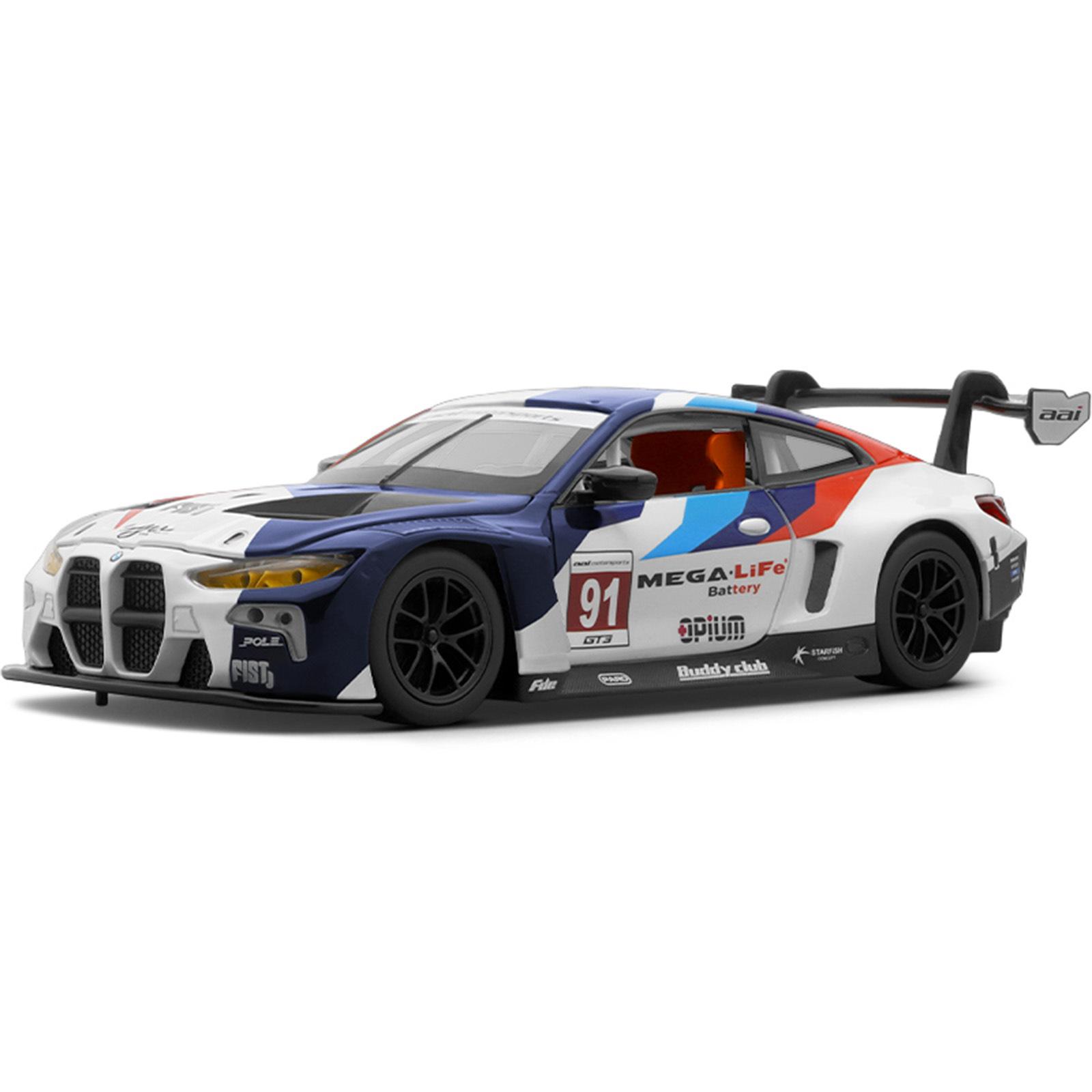

1/24 BMW M4 GT3 Couple Super Racing Alloy Diecast Car Model Sound & Light Mother Kids Boys Toys for Children Games Miniature Car синій