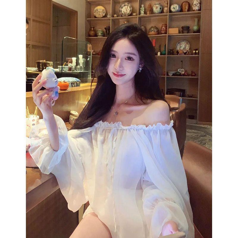 Chinese Style White Oneshoulder Summer Dress With Short Hem For Elegant Women