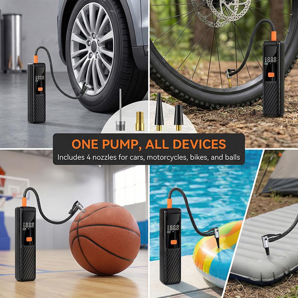 Tire Inflator 150 PSI Portable Air Compressor with Digital Pressure Gauge Air Pump for Car Motorcycle Bicycle Balls and More