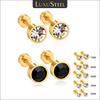 LUXUSTEEL 3mm-7mm Schwarz Weiß Zirkonia Zirkon Stecker Ohrringe Für Damen Herren Kristall Schraube Edelstahl Schmuck Kein Verblassen Allergiefrei