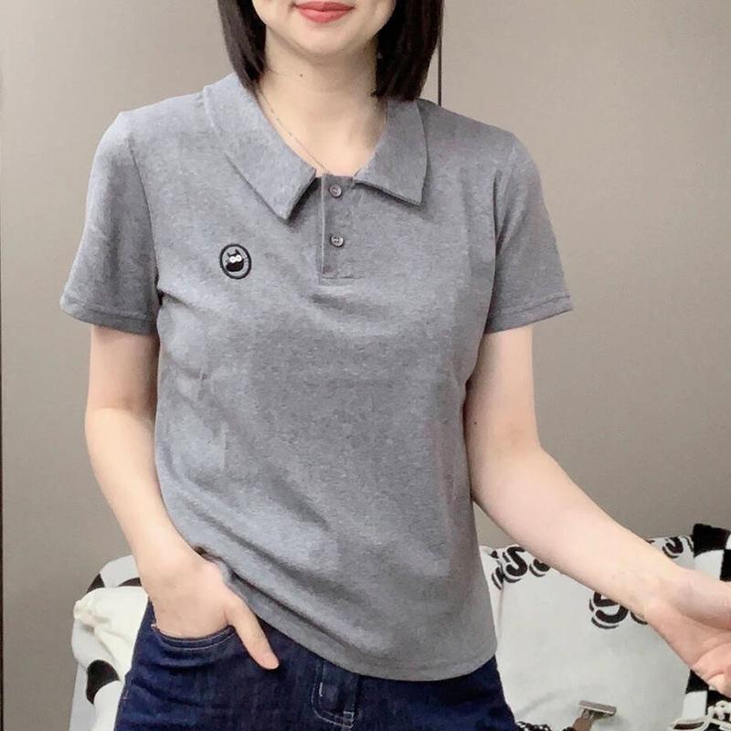 

Summer Fashion Peter Pan Collar Embroidered Slimming Women s Short Sleeve T-shirt 3XL (120-130 Jin)