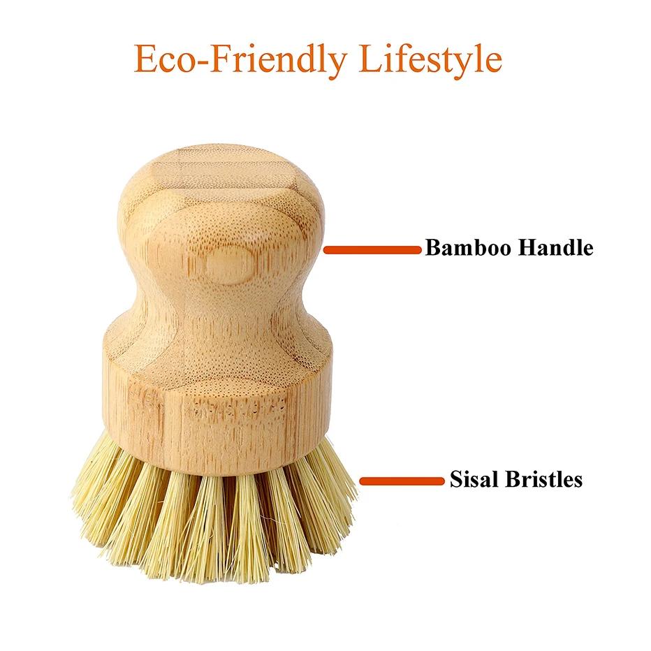 1PC Bamboo Dish Scrub Brush Soap Dish Kitchen Wooden Dish Scrubber Cleaning Brush for Washing Dish Cast Iron Pan Pot
