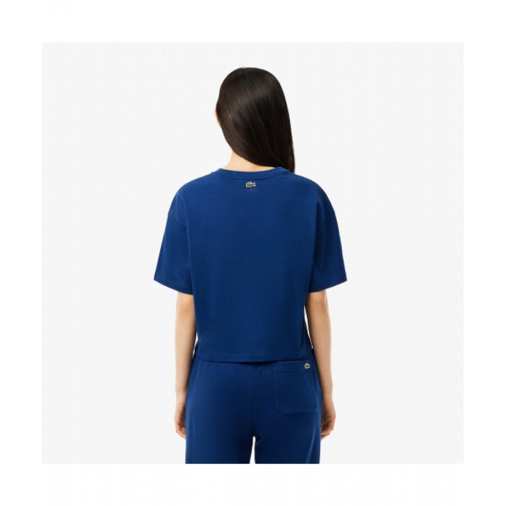 LacoSTe Women S Graphic PoinT ShorT Sleeve T ShirT [dark Blue]