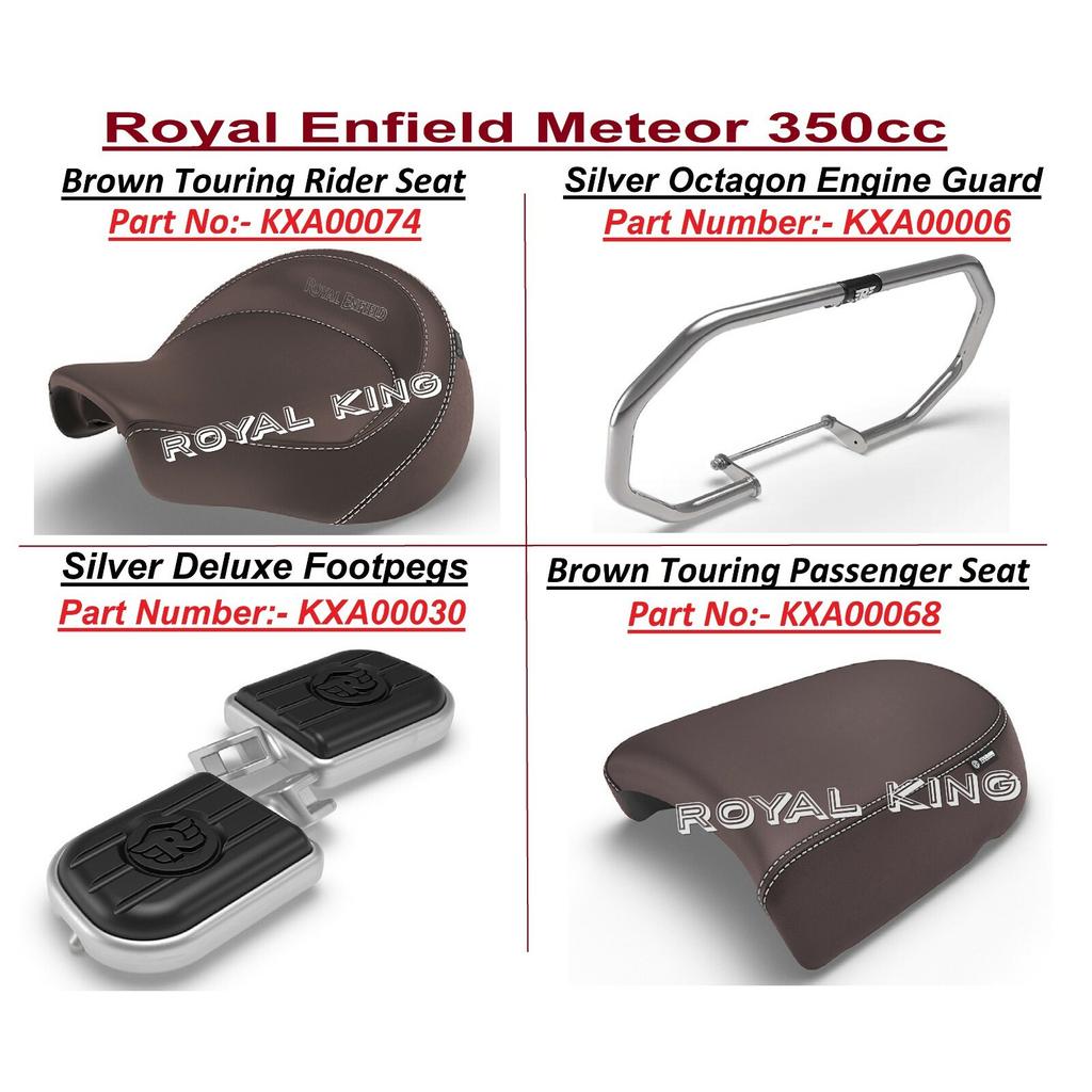 Royal Enfield "Meteor 350" "Brown Touring Seat & Footpegs" Combo Pack of 4 Pcs