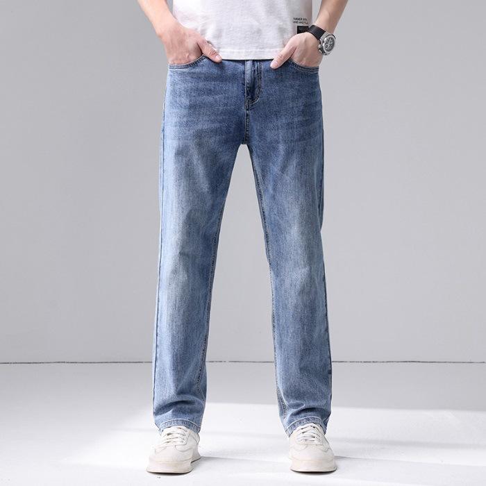 Spring and Summer New Men's Loose Small Straight Light Business Jeans Trousers Men