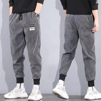 Herren Cord Jogginghose, Geeignet für Frühling, Herbst und Winter, Locker sitzende Sporthose mit Bündchen