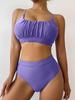 2024 European & American Style Solid High Waist Bikini - Sexy Split Swimwear