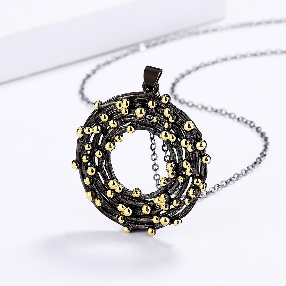 Elegant Women's for Necklace Irregular Polka Dot Circle Necklace Classic Black Gold Jewelry Women's Sweater Chain