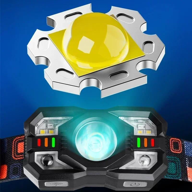 LED Induction Headlamp Motion Sensor Flashlight USB Charging Headlight 5 Gears 1200mAh for Outdoor Camping Running Night Fishing