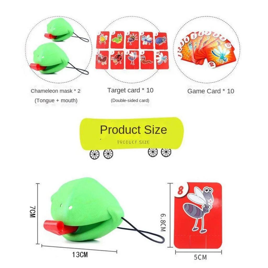 Funny Lizards Mask Toy Frog Tongue-Sticking TikTok Same Two-player Card Game Desktop Interactive Toys Parent-child Party Games