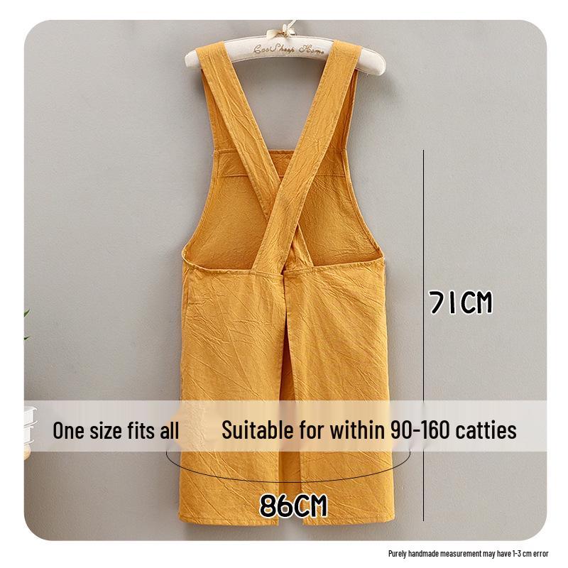 Cross-Back Cotton Crepe Apron for Milk Tea Shop Employees