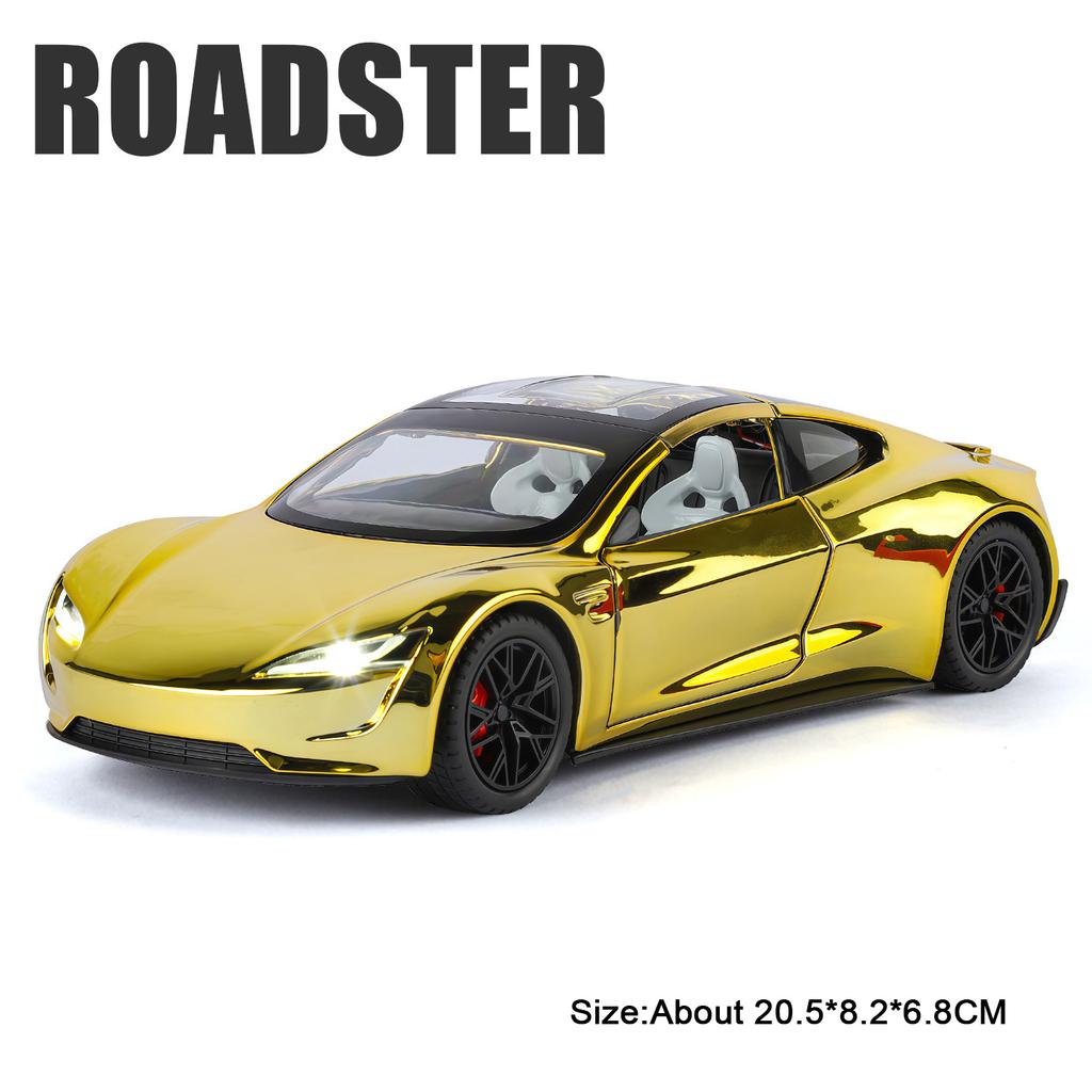 1:24 Model Y Roadster Model Alloy Diecast Toys Car Shock Absorption Doors Opened with Pull Back Models Children's Holiday Gifts
