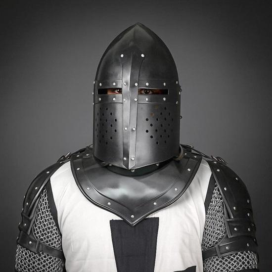 Armadura de Caballero Templario Negro para Hombre, Disfraz de Cruzado Medieval Auténtico para LARP, Cosplay, Coleccionistas