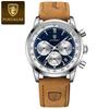 POEDAGAR Bai Da Qie Multifunctional Men's Sports Quartz Watch - Leather Strap, Stopwatch, Waterproof 921