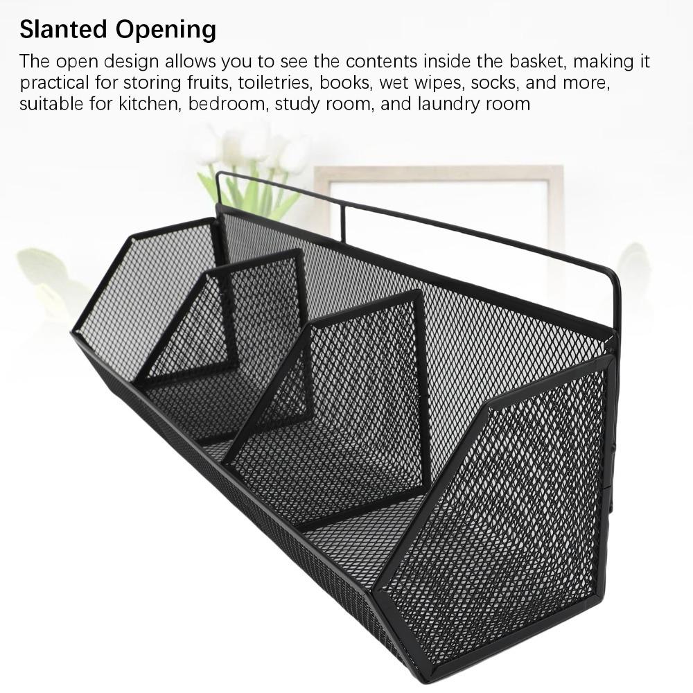 3pcs Metal Metal Wire Basket 3 Grids Wall Mount Storage Organizer  For Bathroom
