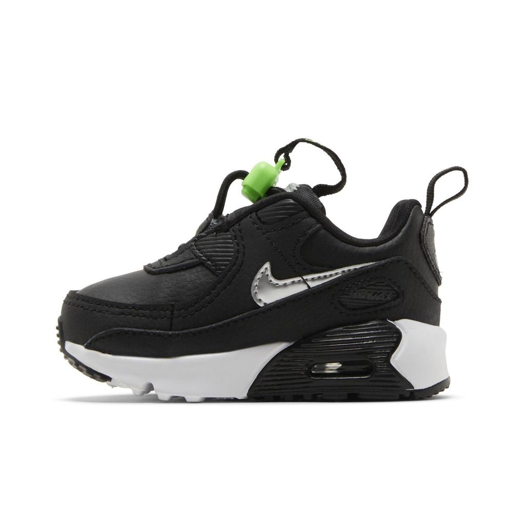 Nike Air Max 90 Toggle Toddler 'Black Chrome' (Unisex) Black / Green Strike / White / Chrome Toddler Shoes CV0065 002